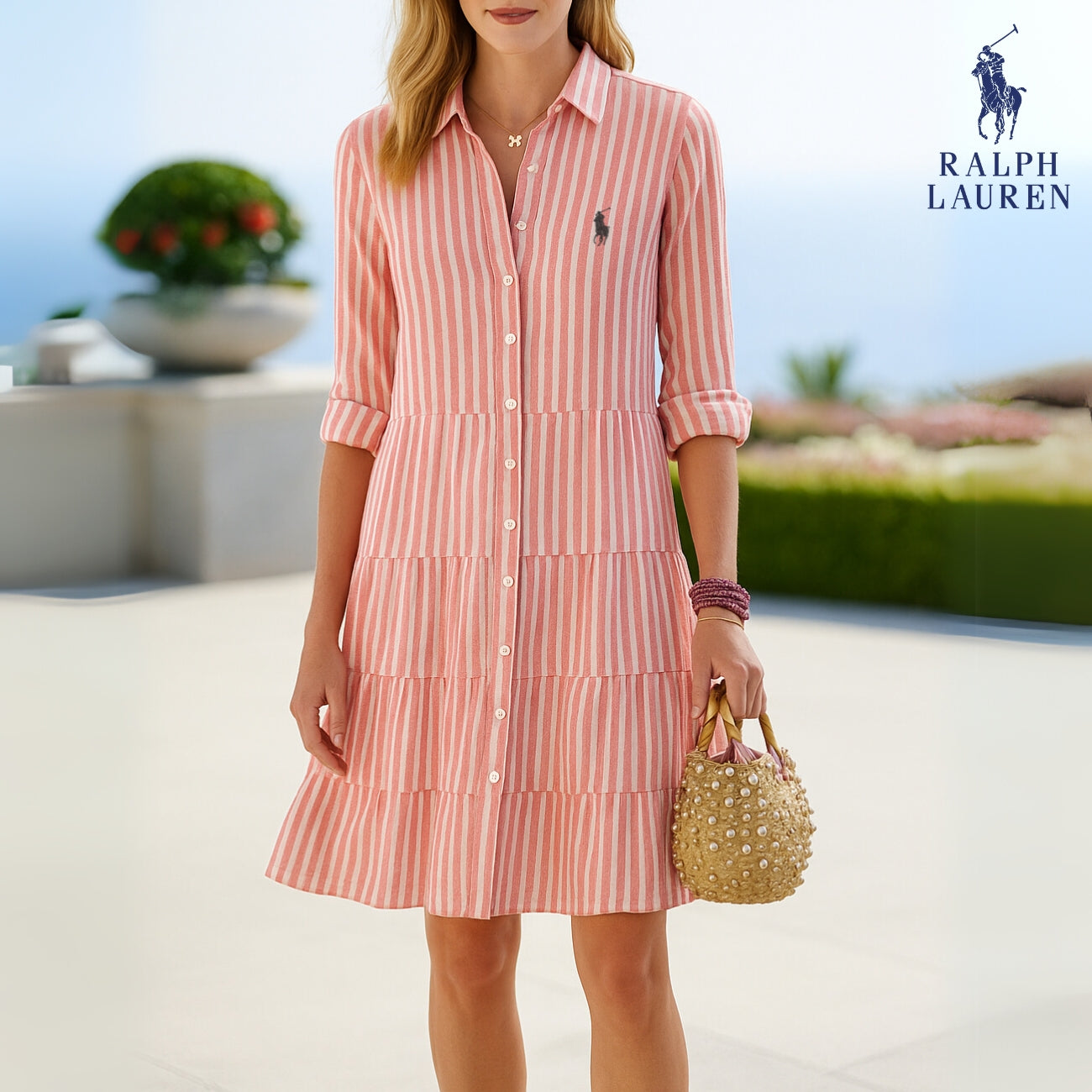 RALPH LAUREN - Gestreiftes Hemdkleid